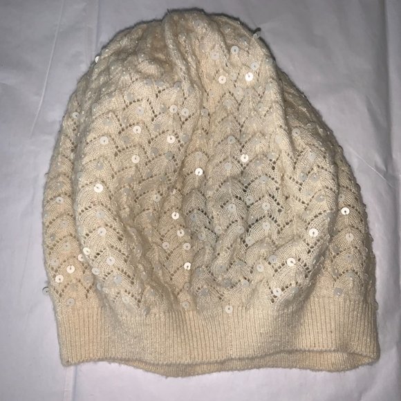 LRL Cream sequin Beanie - Picture 2 of 8